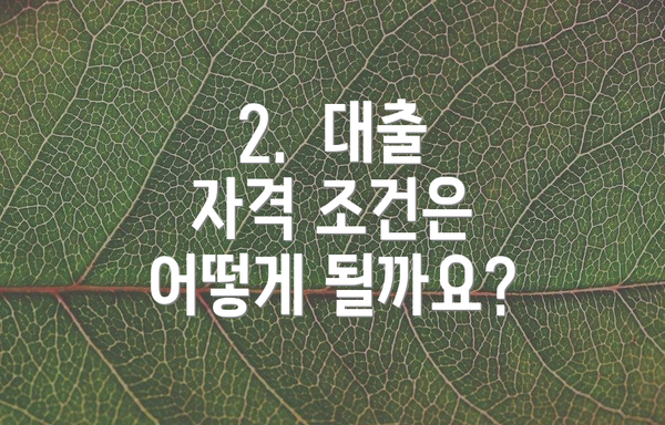 2.  대출 자격 조건은 어떻게 될까요?