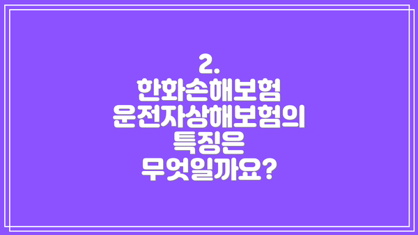 2. 한화손해보험 운전자상해보험의 특징은 무엇일까요?