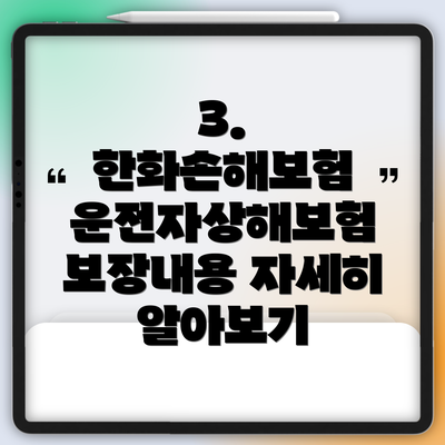3. 한화손해보험 운전자상해보험 보장내용 자세히 알아보기