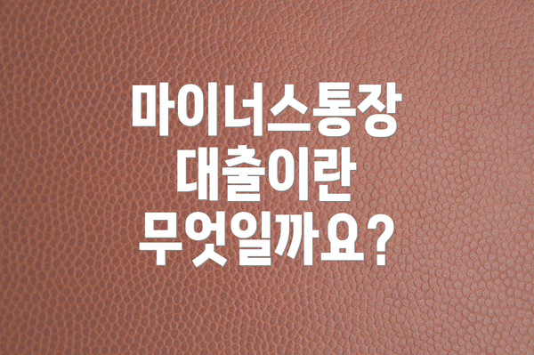 마이너스통장 대출이란 무엇일까요?