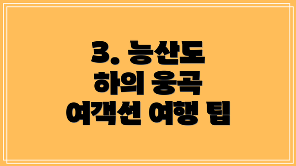 3. 능산도 하의 웅곡 여객선 여행 팁