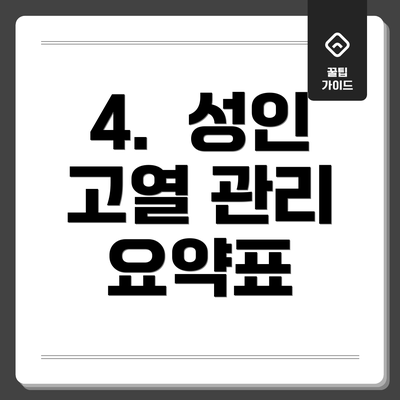4.  성인 고열 관리 요약표
