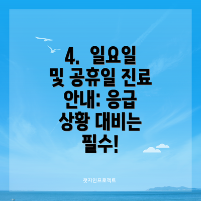 4.  일요일 및 공휴일 진료 안내: 응급 상황 대비는 필수!