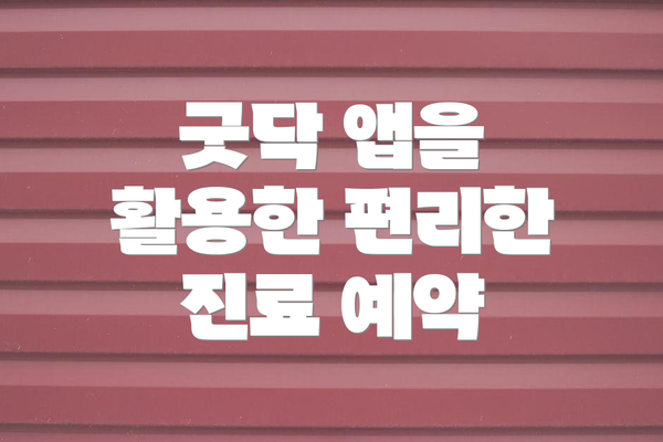 굿닥 앱을 활용한 편리한 진료 예약