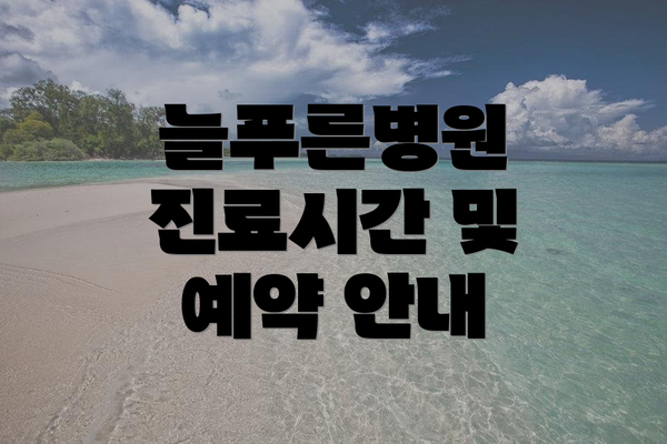 늘푸른병원 진료시간 및 예약 안내