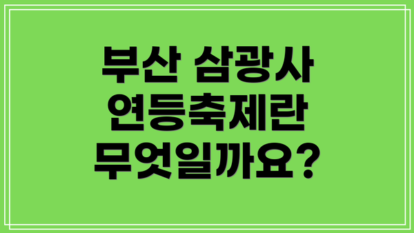 부산 삼광사 연등축제란 무엇일까요?