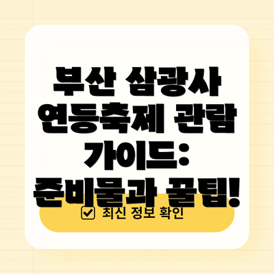 부산 삼광사 연등축제 관람 가이드: 준비물과 꿀팁!