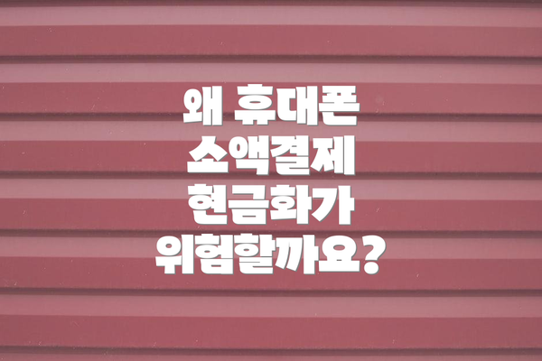 왜 휴대폰 소액결제 현금화가 위험할까요?