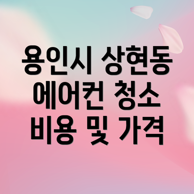 용인시 상현동 에어컨 청소 업체 추천 및 선택 방법