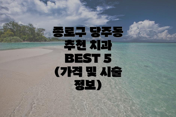 종로구 당주동 추천 치과 BEST 5 (가격 및 시술 정보)