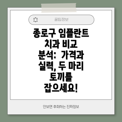 종로구 임플란트 치과 비교 분석:  가격과 실력, 두 마리 토끼를 잡으세요!