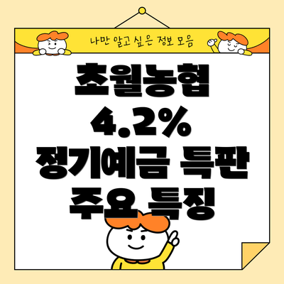 초월농협 4.2% 정기예금 특판 주요 특징