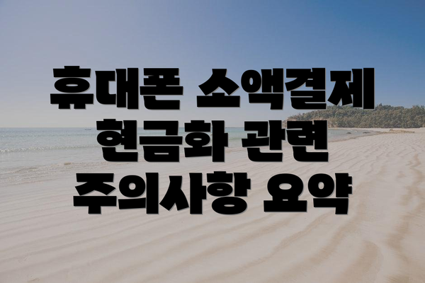 휴대폰 소액결제 현금화 관련 주의사항 요약