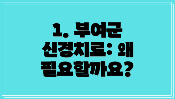 1. 부여군 신경치료: 왜 필요할까요?