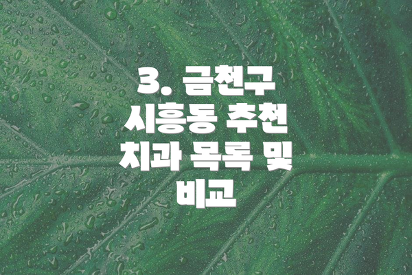 3. 금천구 시흥동 추천 치과 목록 및 비교