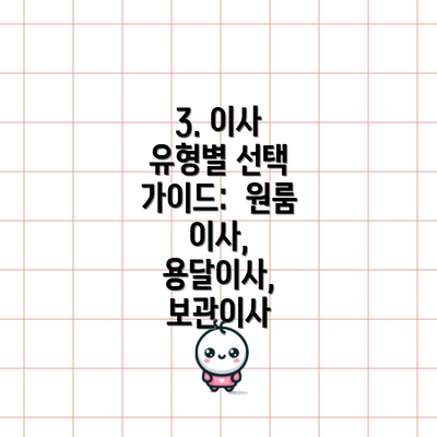 3. 이사 유형별 선택 가이드:  원룸 이사, 용달이사, 보관이사