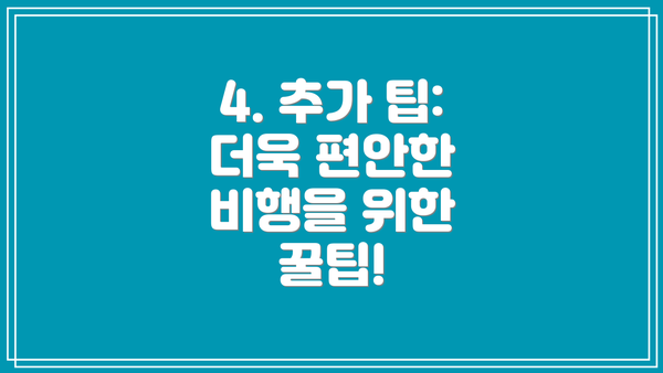 4. 추가 팁: 더욱 편안한 비행을 위한 꿀팁!