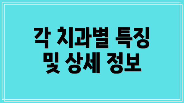 각 치과별 특징 및 상세 정보