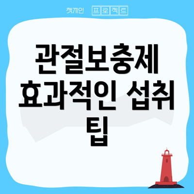 관절보충제 효과적인 섭취 팁