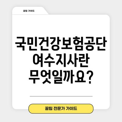 국민건강보험공단 여수지사란 무엇일까요?