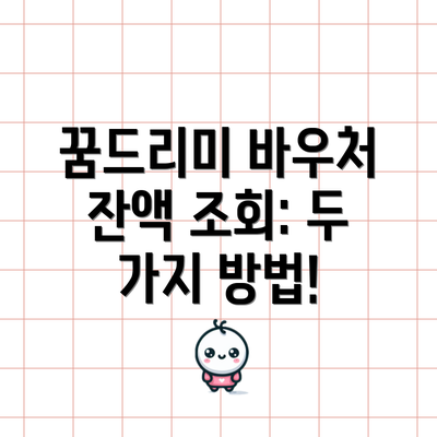 꿈드리미 바우처 잔액 조회: 두 가지 방법!