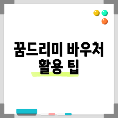 꿈드리미 바우처 활용 팁