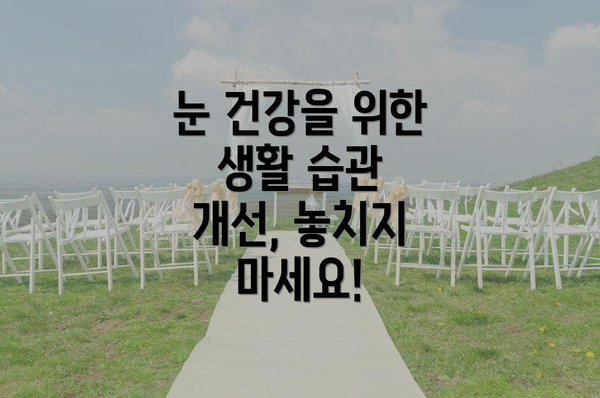 눈 건강을 위한 생활 습관 개선, 놓치지 마세요!