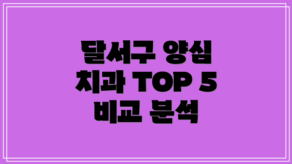 달서구 양심 치과 TOP 5  비교 분석