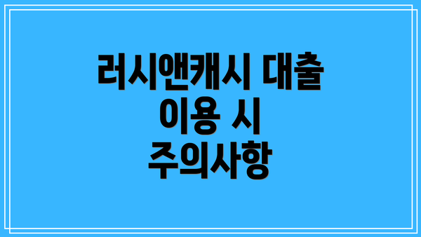 러시앤캐시 대출 이용 시 주의사항