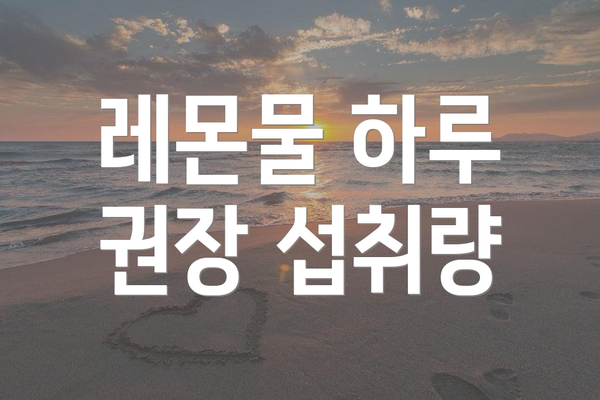 레몬물 하루 권장 섭취량
