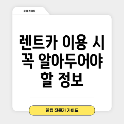 렌트카 이용 시 꼭 알아두어야 할 정보