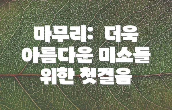 마무리:  더욱 아름다운 미소를 위한 첫걸음