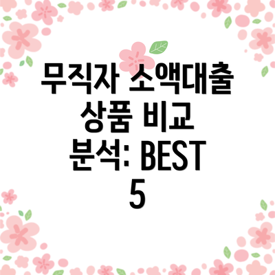 무직자 소액대출 상품 비교 분석: BEST 5