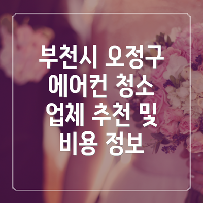 부천시 오정구 에어컨 청소 업체 추천 및 비용 정보