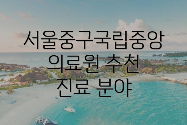 서울중구국립중앙의료원 추천 진료 분야