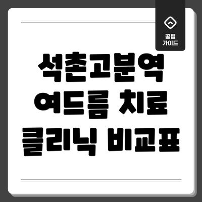 석촌고분역 여드름 치료 클리닉 비교표
