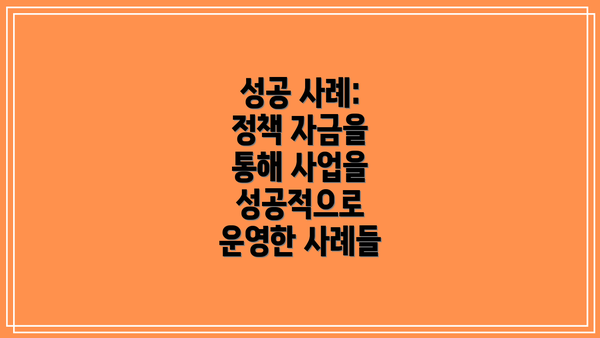 성공 사례: 정책 자금을 통해 사업을 성공적으로 운영한 사례들