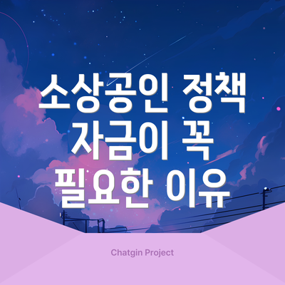 소상공인 정책 자금이 꼭 필요한 이유