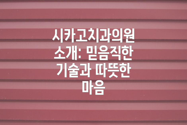 시카고치과의원 소개: 믿음직한 기술과 따뜻한 마음