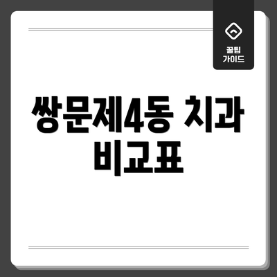 쌍문제4동 치과 비교표