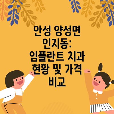 안성 양성면 인지동: 임플란트 치과 현황 및 가격 비교