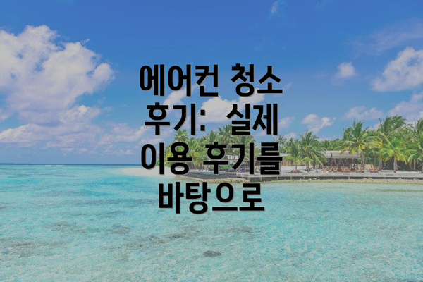 에어컨 청소 후기:  실제 이용 후기를 바탕으로
