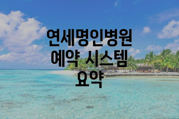 연세명인병원 예약 시스템 요약