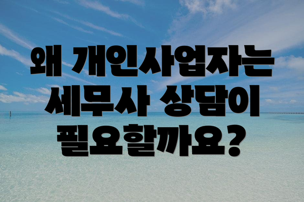 왜 개인사업자는 세무사 상담이 필요할까요?