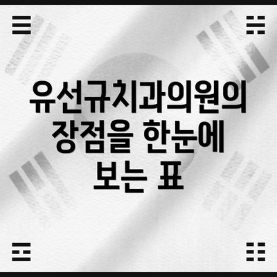 유선규치과의원의 장점을 한눈에 보는 표