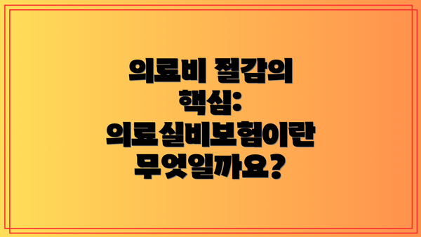 의료비 절감의 핵심: 의료실비보험이란 무엇일까요?