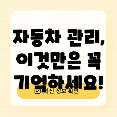 자동차 관리, 이것만은 꼭 기억하세요!