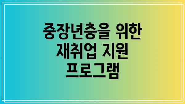 중장년층을 위한 재취업 지원 프로그램