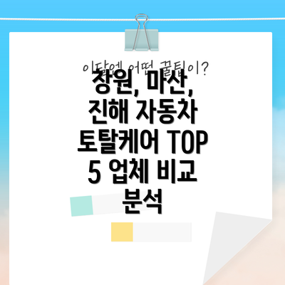 창원, 마산, 진해 자동차 토탈케어 TOP 5 업체 비교 분석