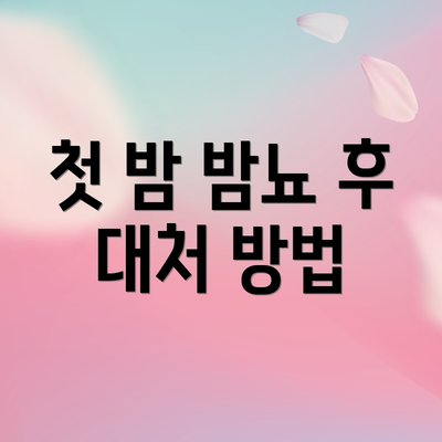 첫 밤 밤뇨 후 대처 방법